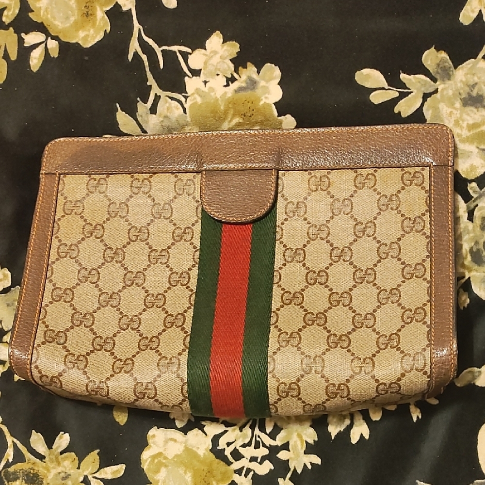Vintage Gucci Sherry Line Beige and Brown GG Monogram Clutch - Picture 15 of 15